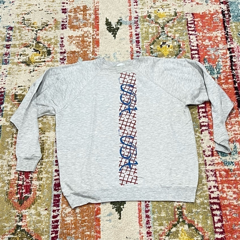 Vintage USA Gray 1980s Crewneck Jumper Pullover 80s Sweatshirt